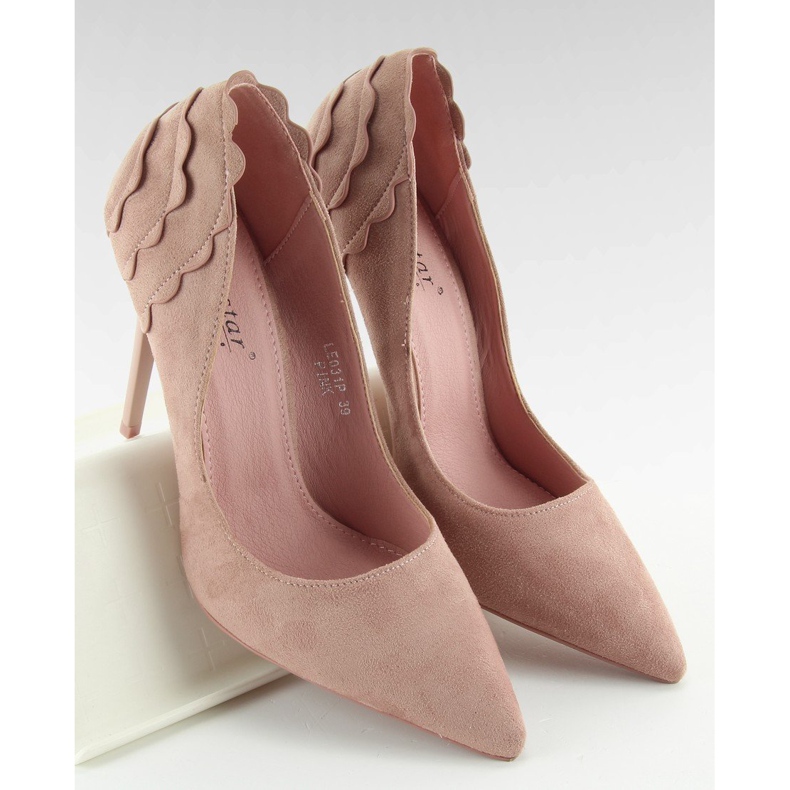 Suede high heels with a frill LE031 Pink 1