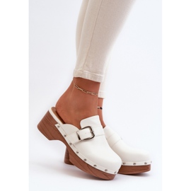 Women's clogs with a buckle, White Seprilla 2 Women's clogs with a buckle, White Seprilla 2