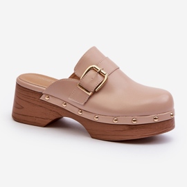 Women's Beige Seprilla Clog Flip-Flops With Buckle 1