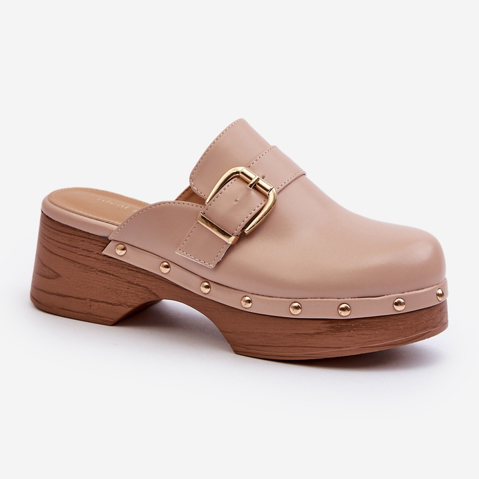 Women's Beige Seprilla Clog Flip-Flops With Buckle 1