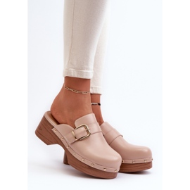 Women's Beige Seprilla Clog Flip-Flops With Buckle 2