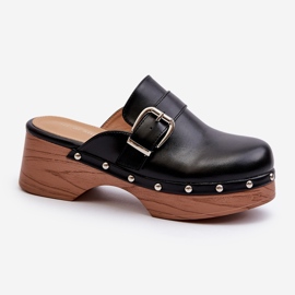 Women's Black Seprilla Clogs With Buckle 1