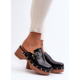 Women's Black Seprilla Clogs With Buckle 2