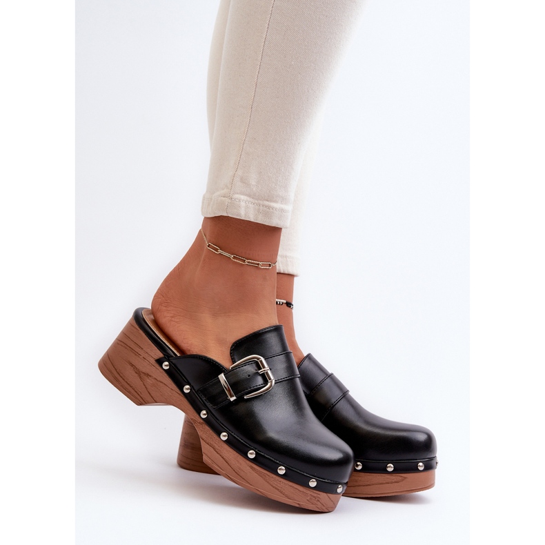 Women's Black Seprilla Clogs With Buckle 2 Women's Black Seprilla Clogs With Buckle 2