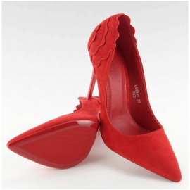 Suede high heels with a frill LE031 Red 1