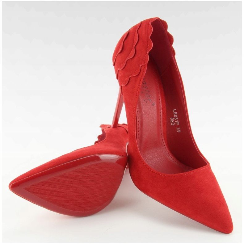 Suede high heels with a frill LE031 Red 1