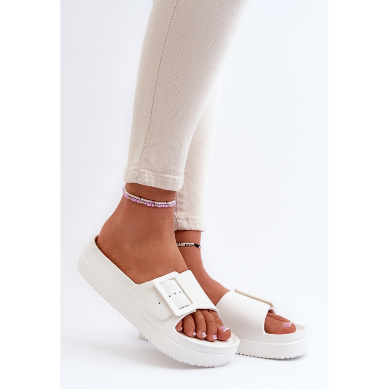 Women's Foam Flip-flops On The Platform With Buckle Big Star NN274A661 White 2 Women's Foam Flip-flops On The Platform With Buckle Big Star NN274A661 White 2