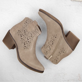 Women's openwork leather cowboy boots, beige S.Barski 1 Women's openwork leather cowboy boots, beige S.Barski 1