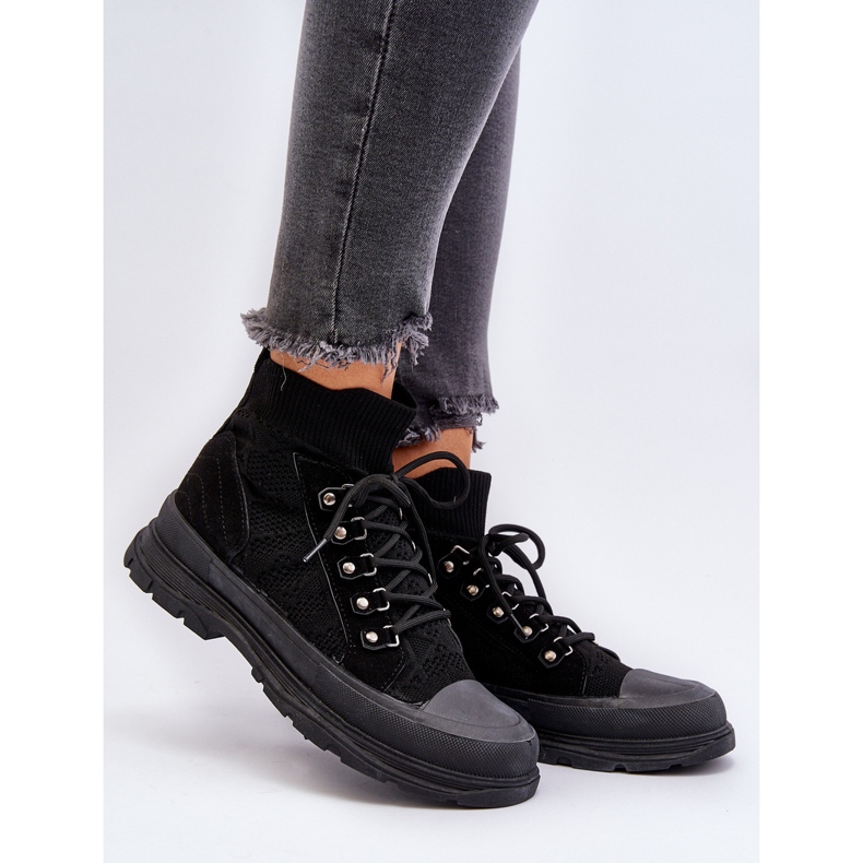 Women's Sneakers With Elastic Upper Black Kalyne 2