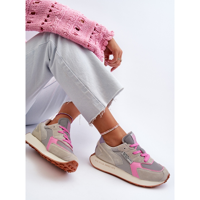 Women's Sneakers on the Memory Foam System Big Star Platform NN274680 Gray-Pink grey 2