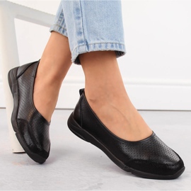 Women's openwork leather ballerinas black eVento 3621 6