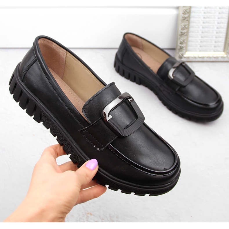 Leather women's shoes with high heels and platform, black Filippo DP6044 1