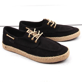 Suede men's shoes, moccasins, black espadrilles Big Star NN174051 1