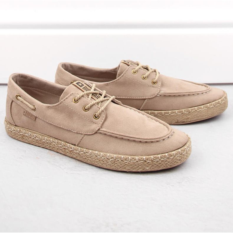 Suede men's shoes, moccasins, beige espadrilles Big Star NN174054 1