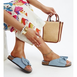 Blue flip-flops with a cork sole by Aamu 1