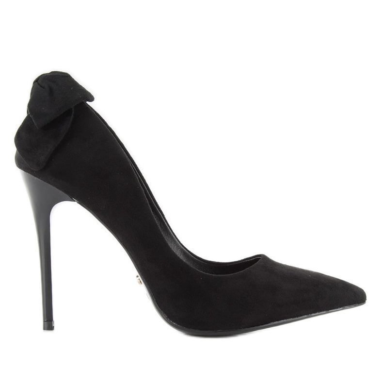 Suede heels with a bow LE035 Black 2