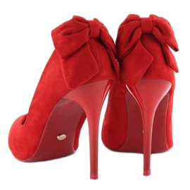 Suede heels with a bow LE035 Red 1