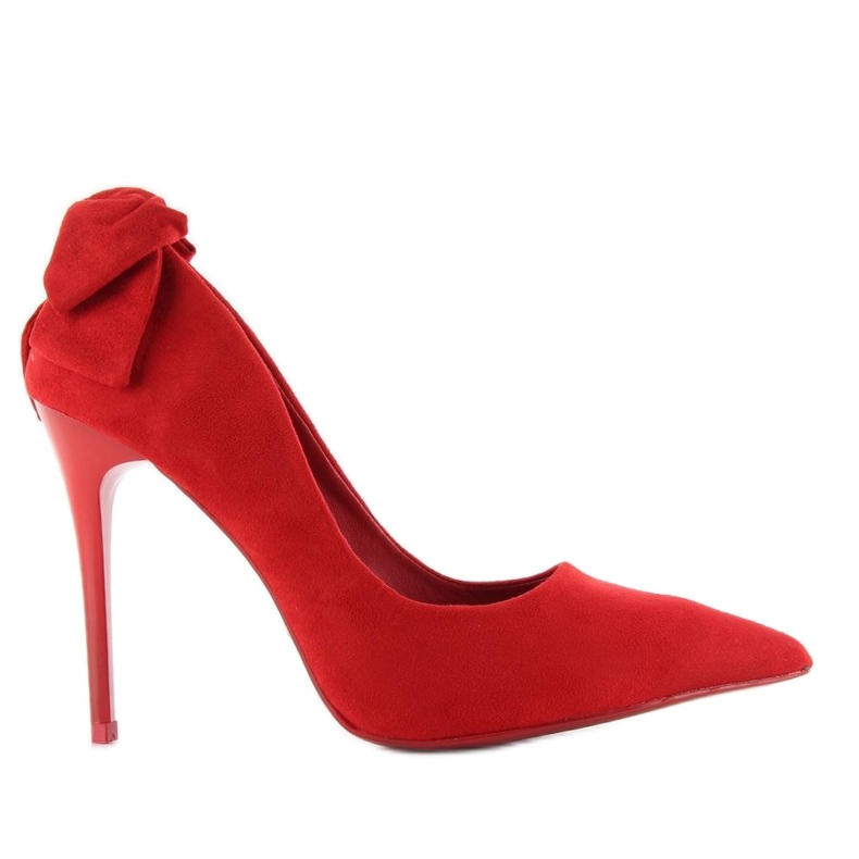 Suede heels with a bow LE035 Red 2