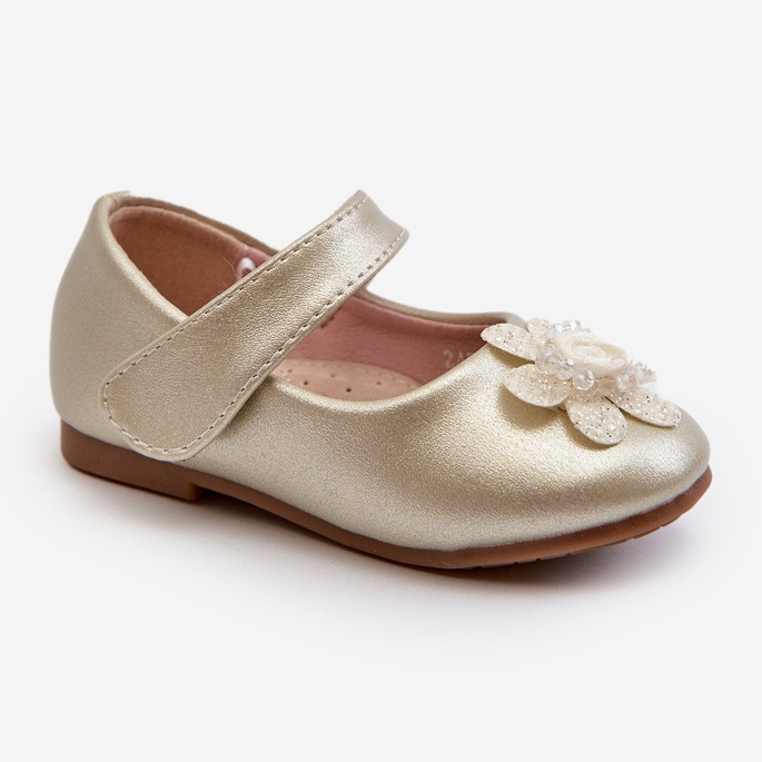 Children's ballerina shoes fastened with Velcro and gold serinde decoration golden 1