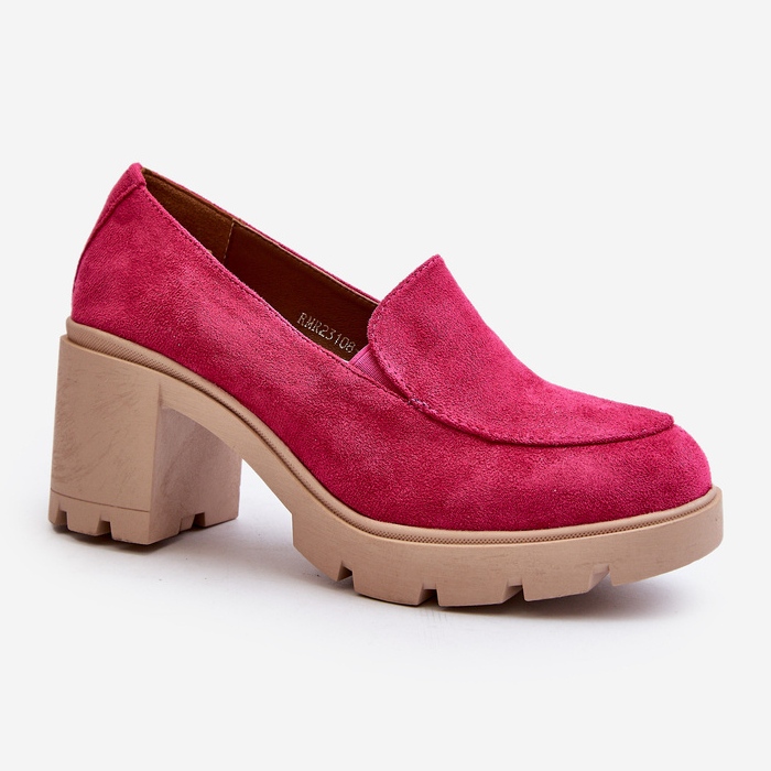 Women's Eco Suede Shoes with High Heels and Platform Fuchsia Arablosa pink 1