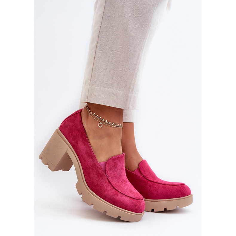 Women's Eco Suede Shoes with High Heels and Platform Fuchsia Arablosa pink 2