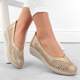 Women's openwork gold wedge slip-on shoes Potocki 90300 golden 1