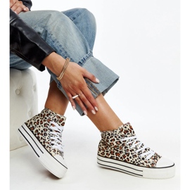 Bagy high leopard print sneakers with a thick sole brown 1