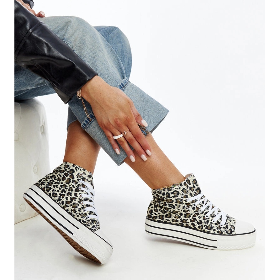 High leopard sneakers Fashionable Shoes