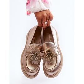 CheBello Women's Leather Moccasins 4383 Gold golden 2