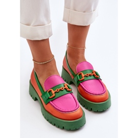 Women's Leather Moccasins With Decoration CheBello 4444 Orange multicolored 1