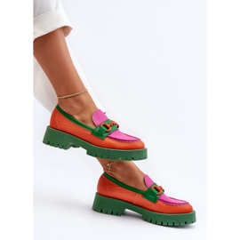 Women's Leather Moccasins With Decoration CheBello 4444 Orange multicolored 2