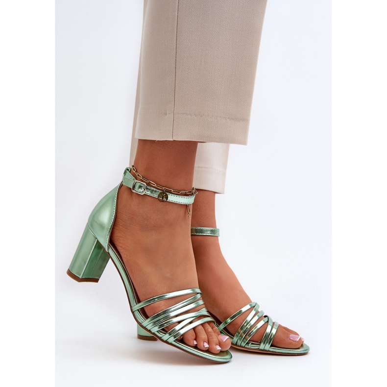 Evento High heel sandals with straps, green Enitia 2 Evento High heel sandals with straps, green Enitia 2