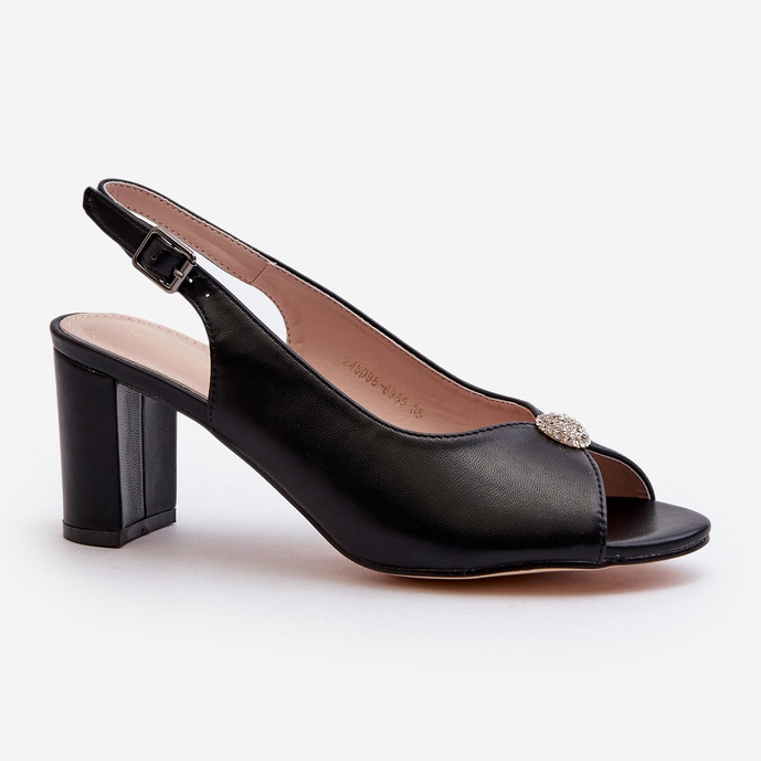 Evento Elegant high heel sandals with decoration, Black Trasea 1