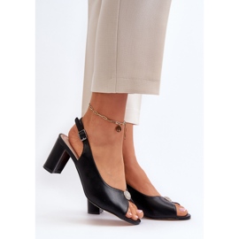 Evento Elegant high heel sandals with decoration, Black Trasea 2