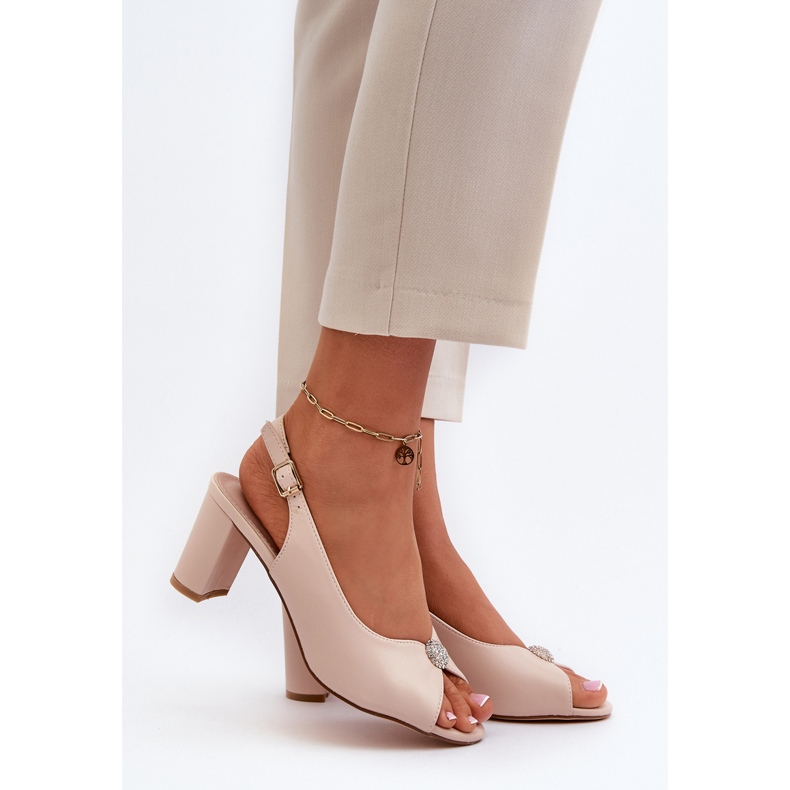 Evento Elegant sandals on a high heel with a decoration, Beige Trasea 1