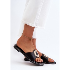 Women's flip-flops with decoration, Black Cilima 2