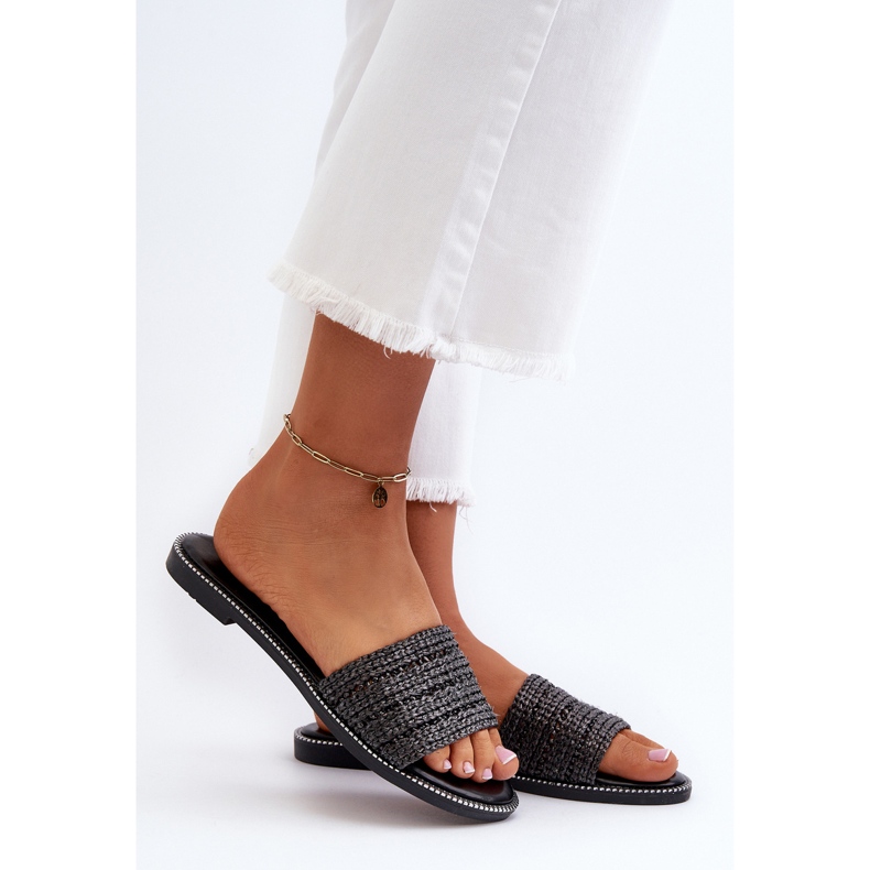 Women's Sandals With Braided Flat Heels, Black Radians 2 Women's Sandals With Braided Flat Heels, Black Radians 2