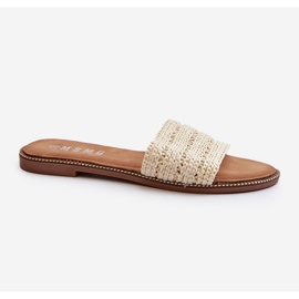 Women's Flip-Flops With Braided Flat Heels, Light Beige Radians 1