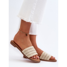 Women's Flip-Flops With Braided Flat Heels, Light Beige Radians 2