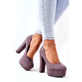 Sweet Shoes Suede women's pumps on gray platform grey 4 Sweet Shoes Suede women's pumps on gray platform grey 4