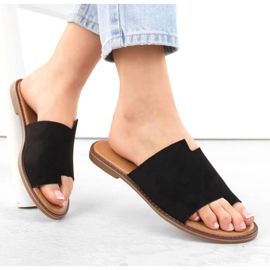 Women's suede flip-flops, black eVento 4586 1
