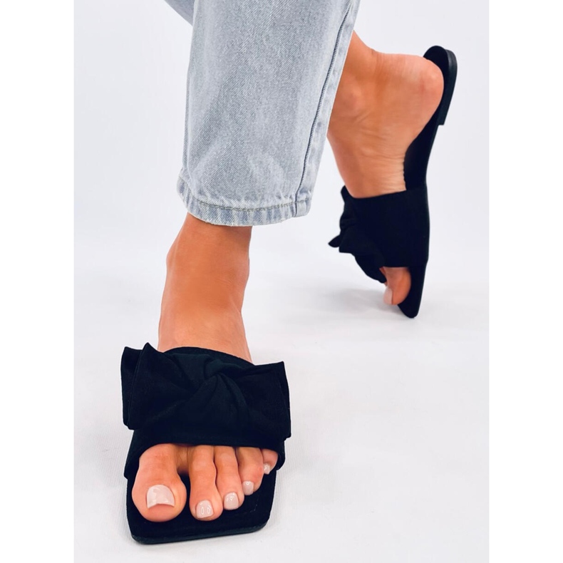 Nisha Black Square Sole Slides 1