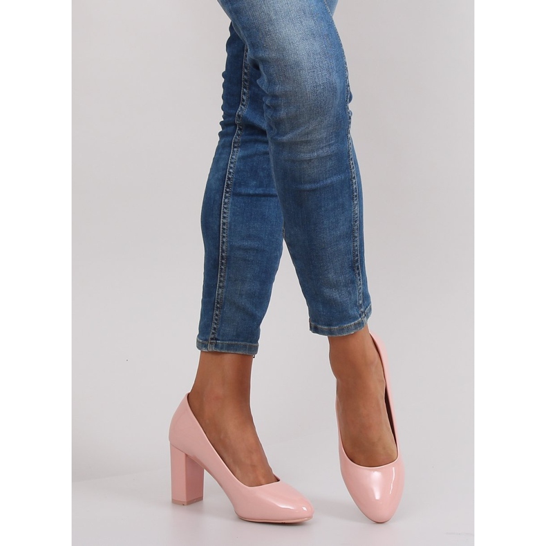 Lacquered pumps wide heel m263p Pink 2