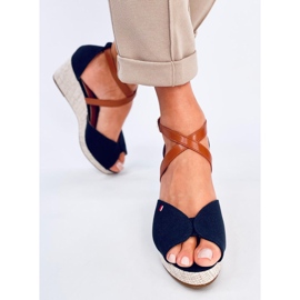Open toe wedge sandals from Berna Navy blue 1