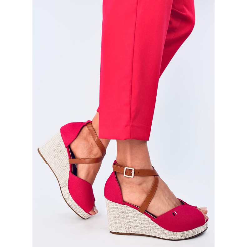 Berna Red open toe wedge sandals 2
