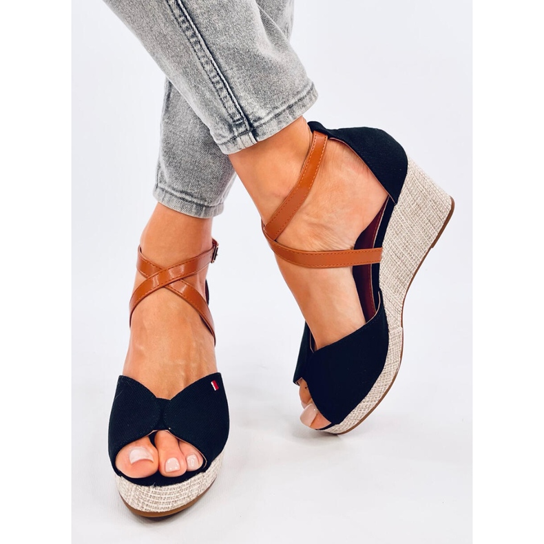 Open toe wedge sandals from Berna Black 1