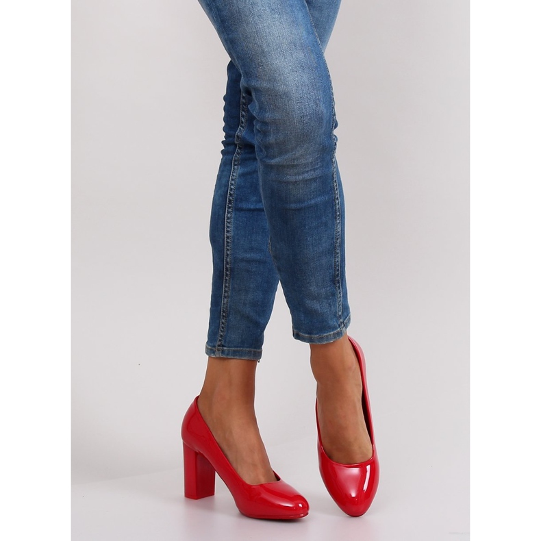 Patent pumps Red wide heel 2