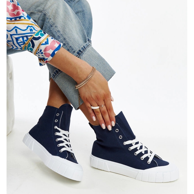 Navy blue Vinka high-top sneakers 1