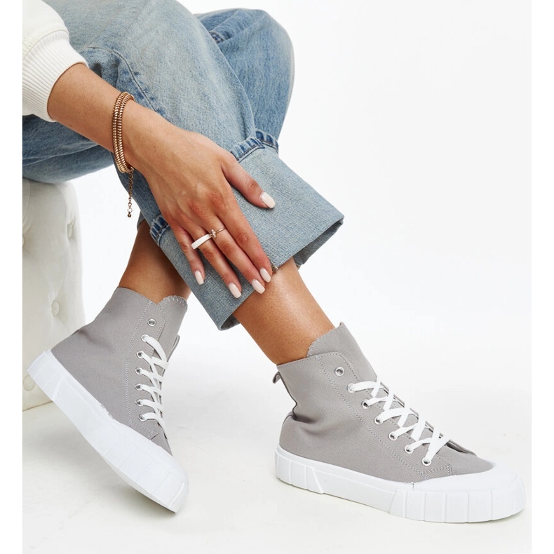 Gray high-top sneakers by Vinka grey 1 Gray high-top sneakers by Vinka grey 1