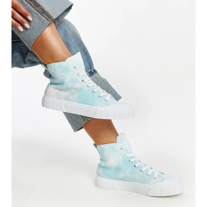 Blue high-top fabric sneakers by Raissa 1 Blue high-top fabric sneakers by Raissa 1
